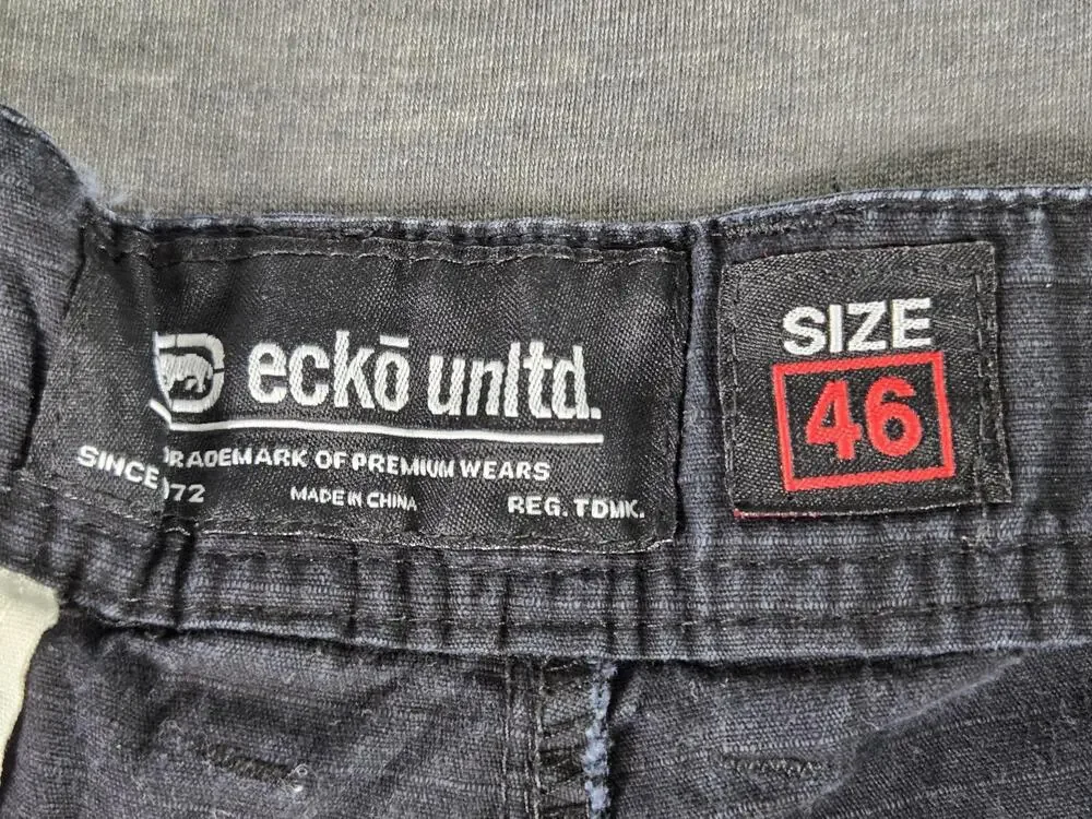 Ecko Unltd Shorts Mens 46 Gray Cargo Canvas Pockets Relaxed Fit Summer
